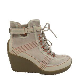 TSUBO Women's Tan Suede Wedge Sneaker Ankle Booties Size 8 Streetwear Leather